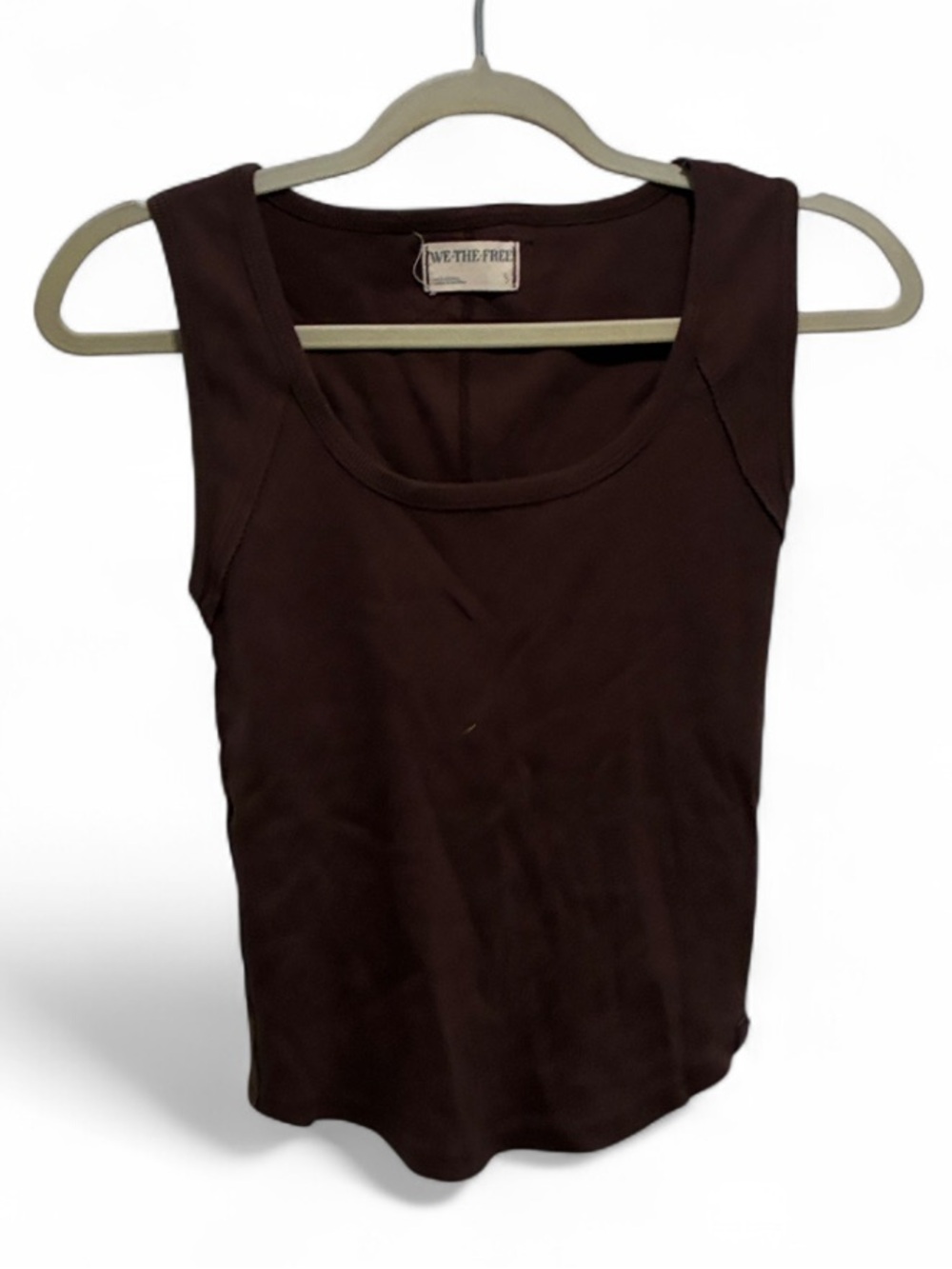 We The Free Hummingbird Deep Brown Scoop Neck Ribbed Tank Top